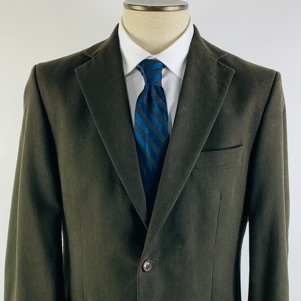 Burberry Mens Chocolate Brown 2 Button Sport Coat Double Vented 100% Cotton